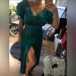 The Kooples sz xs blue floral print satin dress